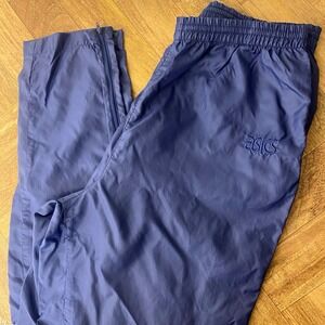Vintage ASICS Windbreaker Track Pants Men's XL Activewear Blue Nylon Lightweight
